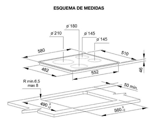 Imagen 3 de 8 de Anafe eléctrico Whirlpool Ispirazione AKT8090 negro 220V