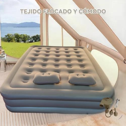 Colchón Inflable Eléctrico Queen 2 Plazas Bomba Recargable