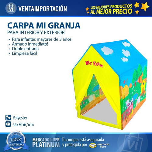 Carpa Infantil Nenas Nenes Casita Granja Animales Jueguetes
