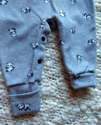 Body Ajuar Osito Bebe Pañalero Enterito Manga Larga Conjunto Gris Talle 2