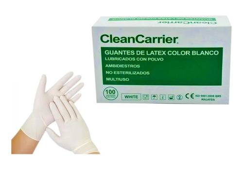Guantes Latex Blanco Clean Carrier Talla Xs