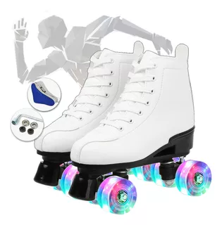 Patines Clásicos Roller Doble Fila, 4 Ruedas Luminosas