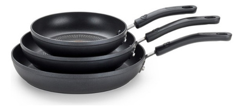 Juego De 3 Sartenes T-fal Antiadherente Color Negro Negro