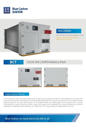 Imagen 2 de 8 de Bateria Solar Litio Lifepo4 200ah 24v