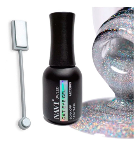 Navi 15ml Gel Arcoiris Holografico Ojo De Gato Uv/led + Iman