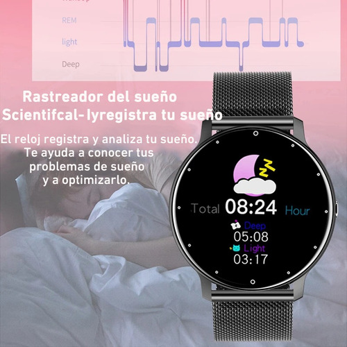ChiBear Reloj Inteligente Mujeres Hombre Deportivo Llamada Bluetooth Color de la correa Negro