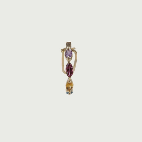 Imagem 2 de 2 de Piercing De Orelha Com Pedras Naturais Em Ouro 18k.
