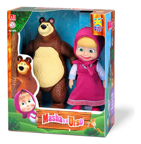 Conjunto Infantil Bonecos Masha E Urso Licenciado Divertoys