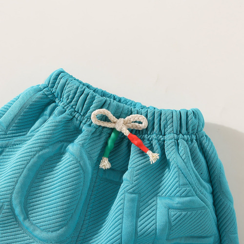 Conjunto De Sudadera Con Tela Acanalado Y Estampado De Letra Turquesa 3-4 A