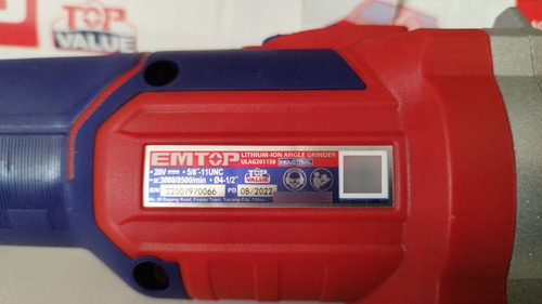 Amoladora Inalambrica Emtop Solo Cuerpo 4-1/2 20v Ulag201158