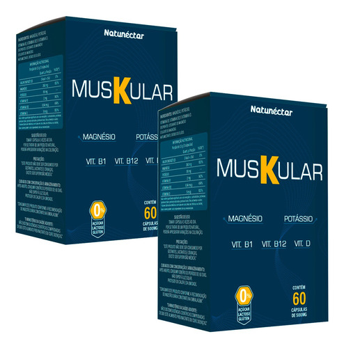 Kit 2 Muskular Vitaminas Complexo Cápsulas 60 Unidades.