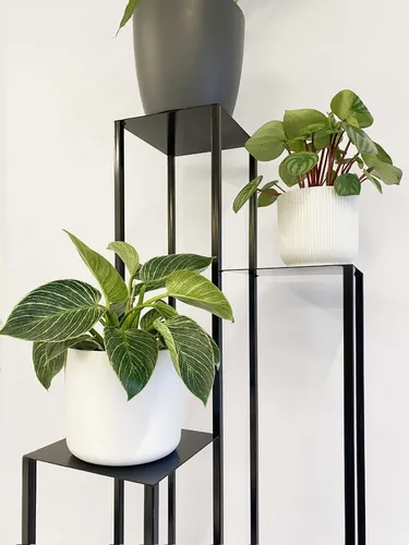Soporte Para 4 Macetas Hierro Esmalte Al Horno Punto Arte