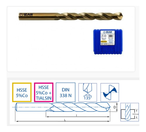 Pack 10 Brocas Izar Hsse 4,00 Mm Cobalto Para Acero Inox.