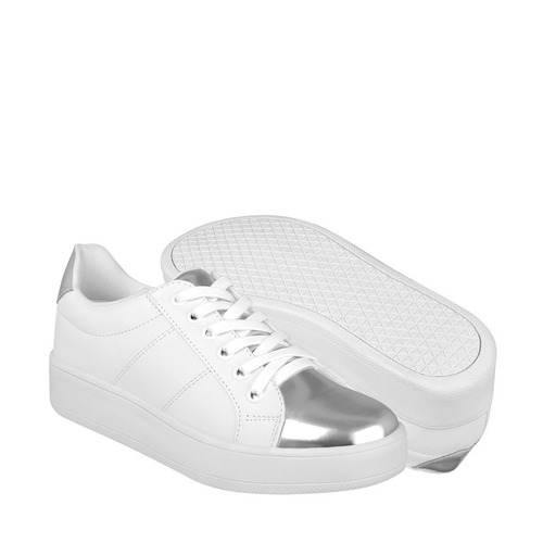 Tenis Casuales Stylo Simipiel Blanco Silver 959