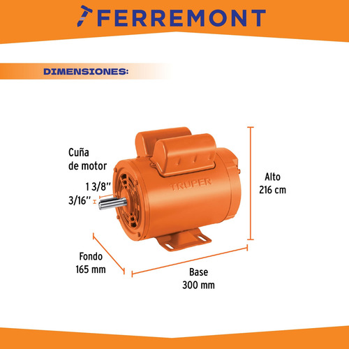 Motor Eléctrico Monofásico 1 1/2 Hp, Truper 102312
