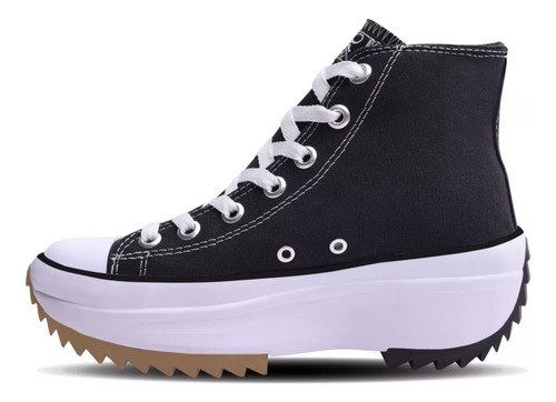 Zapatillas Botitas Lona Negro Jaguar Plataforma Art 8580