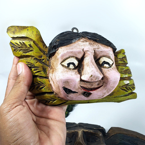 Artesanía Mexicana Querubines Tallados Madera Pared Antiguos (Usado)