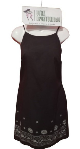 Vestido Negro Con Flores Blancas,  Talla 9