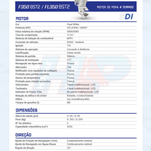 Motor De Popa Yamaha 350hp Fl350bst2u 4t
