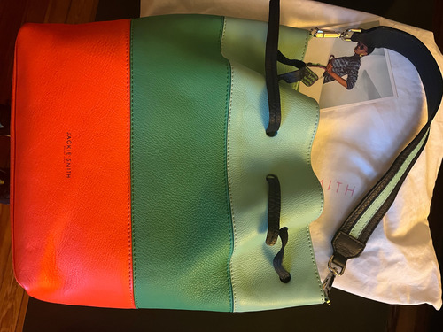 Cartera Bolso Jackie Smith Playero Muuuy Hermosa Y Canchera Multicolor Rayas Níquel Azul Marino (Usado)