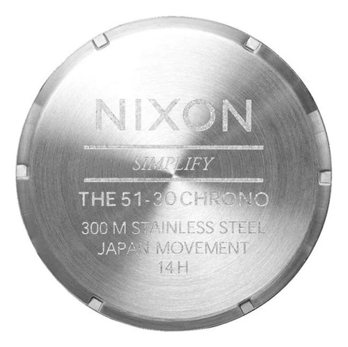 Reloj Nixon Hombre 51-30 Chrono Silver Midnight Malla Plateado Bisel Plateado Fondo Azul