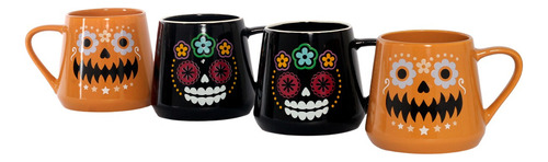 Juego De Tazas Porcelana Crown Baccara Día De Muertos C2 4pz