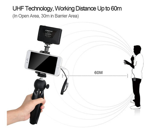 Microfone Lapela Wireless Sem Fio Para iPhone, iPad, Android Cor Preto