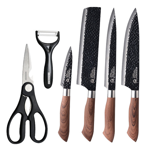 Juego De Cuchillos 6 Pz Cocina Acero Inoxidable Y Pelado