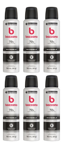 Desodorante Aero Bozzano 150ml Invisible - Kit C/ 6un