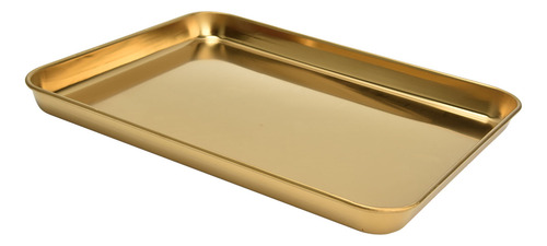 Bandeja Rectangular De Acero Inoxidable Dorada Plana