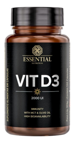 Vitamina D3 2000ui (120 Softgel) + Mct - Essential Nutrition