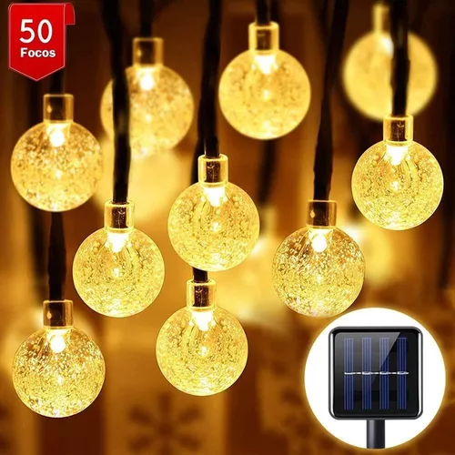 Cadena de 50 luces LED solares de 23 pies 8 modos de iluminación