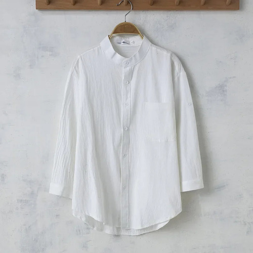Camisa Holgada De Lino Y Algodón De Verano Para Hombre Con 7