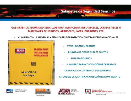 Gabinete De Seguridad Sencillo Para Inflamables Cap. 60 Gal.