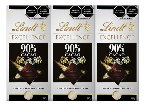 Pack X 3 Lindt Excellence 90% Cacao 100g