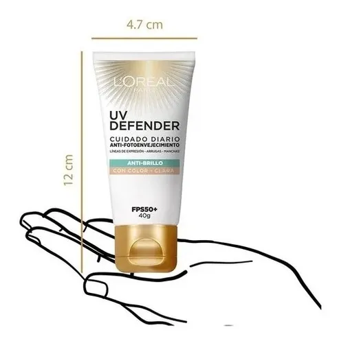 L'oréal Paris protector solar diario UV Defender Anti-Foto envejecimiento Fps50 tono claro 40ml
