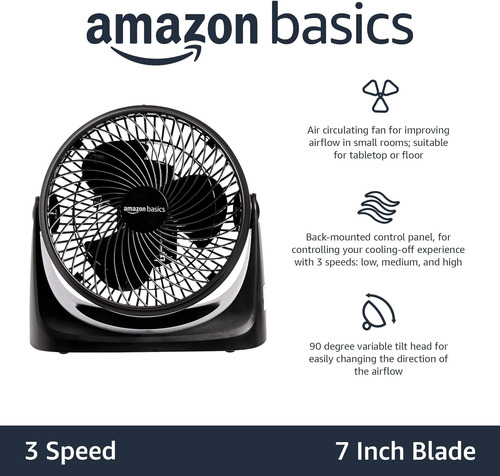 Ventilador Circulador De Aire Amazon Basics De 11 Pulgadas,