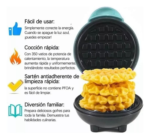 Máquina Pequeña Para Hacer Waffles Para Desayunos Redonda novaka Adecuado para el hogar