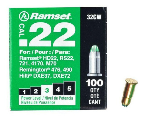 Ramset 00601 Paq 100 Pz Balas Para Pistola Fulminante Cal.22