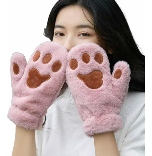 En Stock Abfa Shop Guantes Kawaii Huella Gato Rosa Oscuro