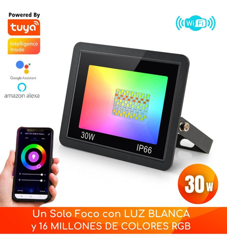 Foco Proyector Wifi Inteligente 220v 30w Blancos/color Rgb 