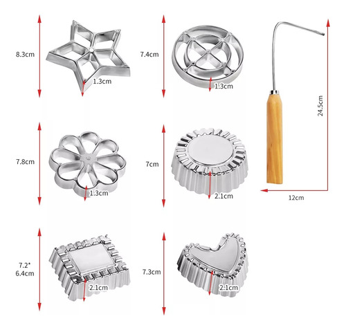 Moldes Para Bollos Con Mango De Madera Para Galletas, 6 Unid