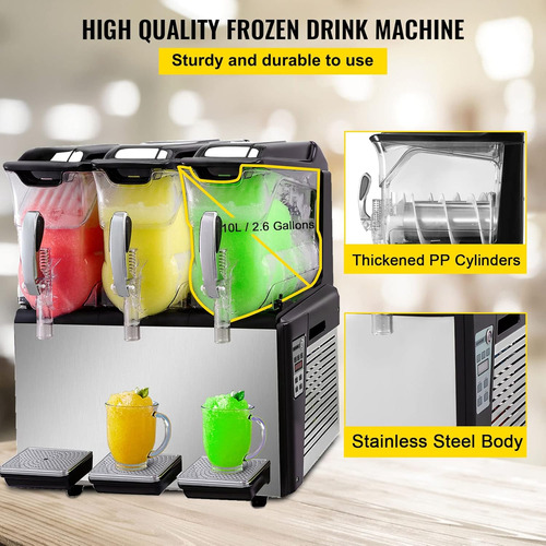 Slushy Machine, 10l* 3 Tanque Slushie Máquina Para El Hogar,