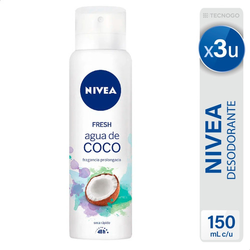Antitranspirante Mujer Nivea Fresh Agua De Coco Spray X3