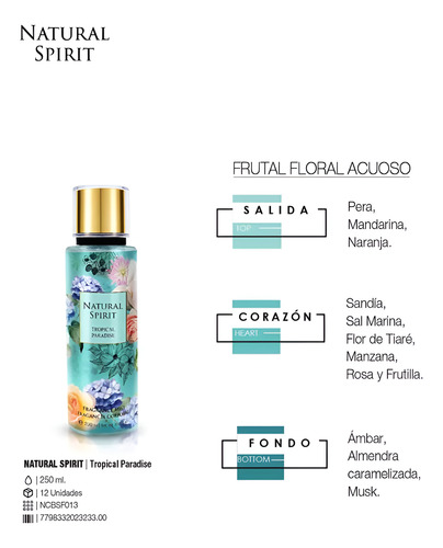 Tropical Paradise Body Splash 250ml Natural Spirit