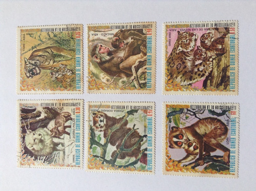 Lote De 7 Estampillas De Guinea Ecuatorial - Animales ($10)