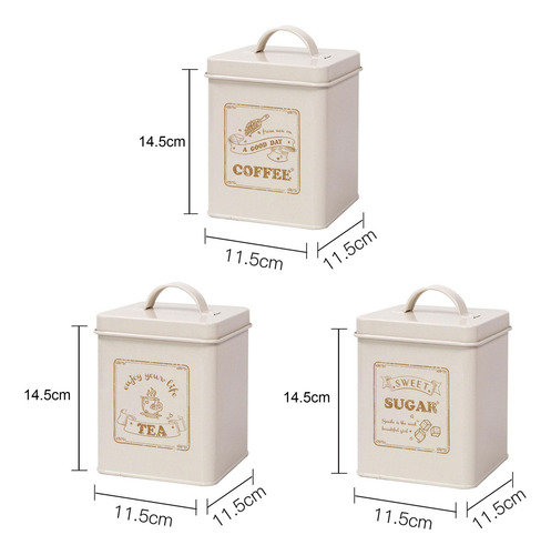 Juego De Recipientes Para Mostrador De Cocina De 3 Lechoso