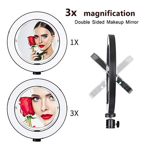 Yefound - Anillo De Luz Para Selfie De 9 Pulgadas Con Espejo