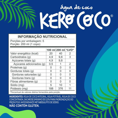 Água De Coco 100% Natural Kero Coco 1 Litro
