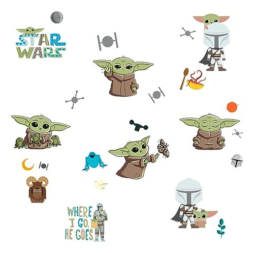 Rmk4805scs Baby Yoda Grogu Calcomanías De Pared Ilustrad